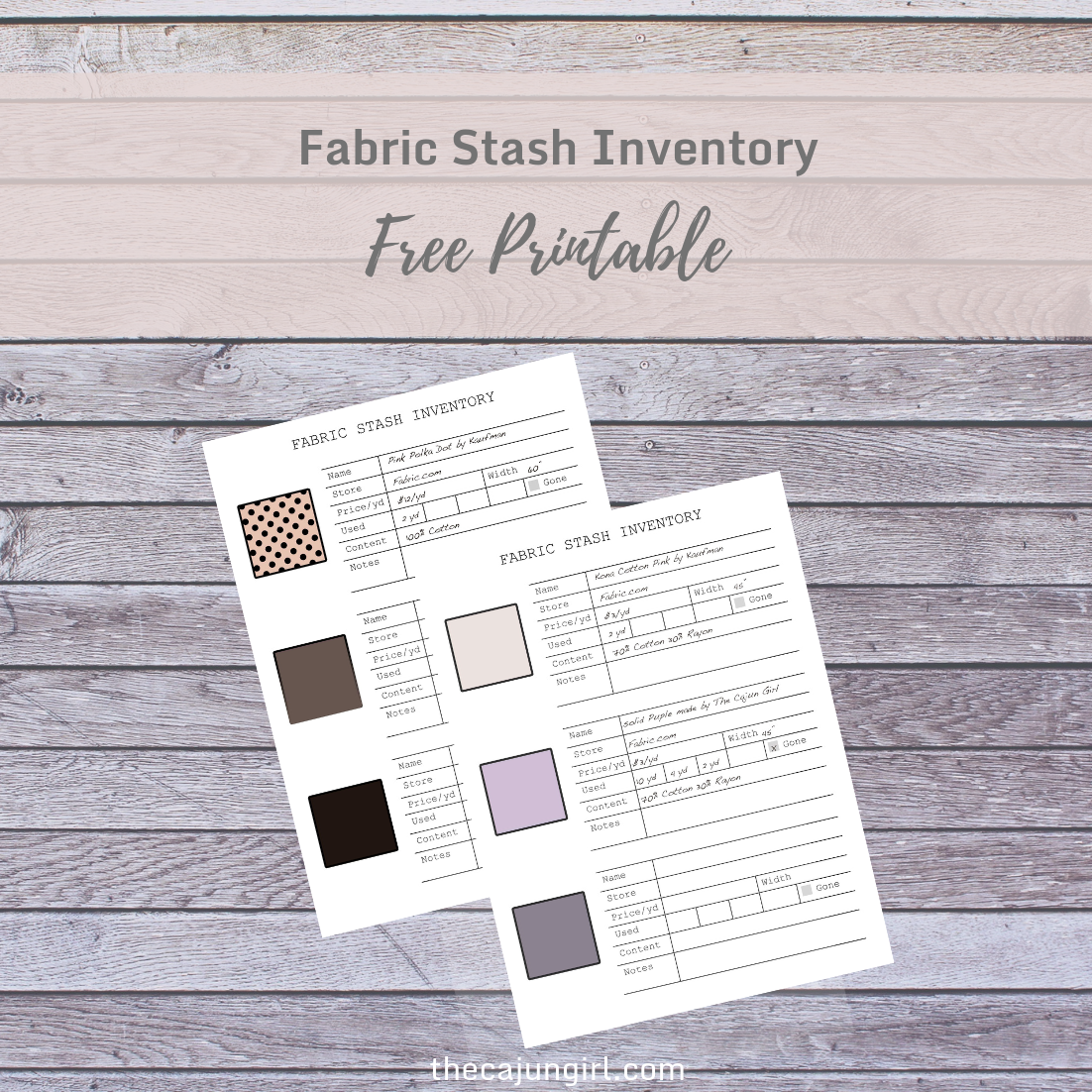 Free Fabric Stash Inventory Printable - The Cajun Girl